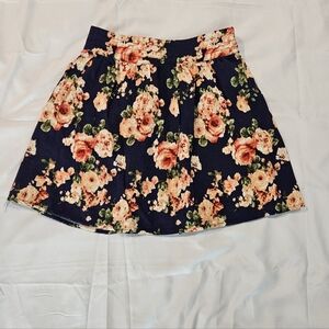 Forever 21 Navy Floral Skater Skirt
